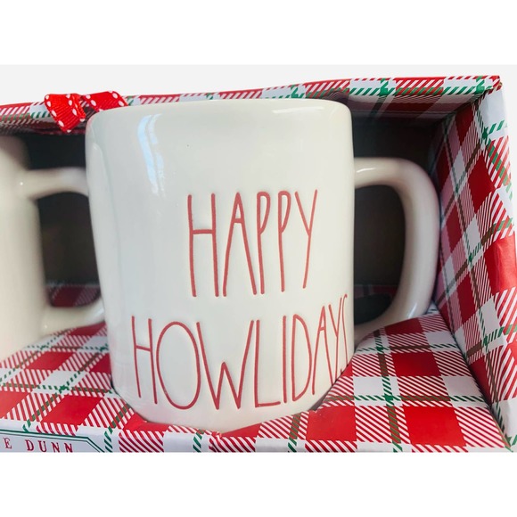 Rae Dunn FELIZ NAVIDOG +‎ HAPPY HOWLIDAYS Mug set of 2 - 19.5 ounce Ceramic Cups - Picture 3 of 6